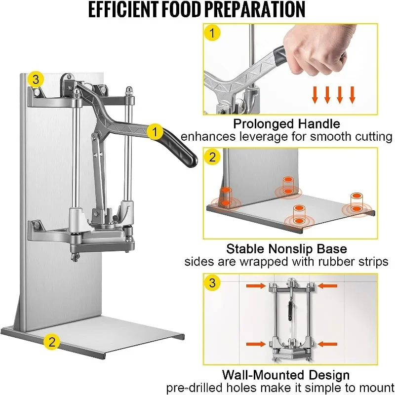 Commercial French Fry Cutter with 1/2″ 1/4″ and 3/8″ Blade Easy Dicer Chopper 6/8-wedge Slicer Lemon Potato Cutter