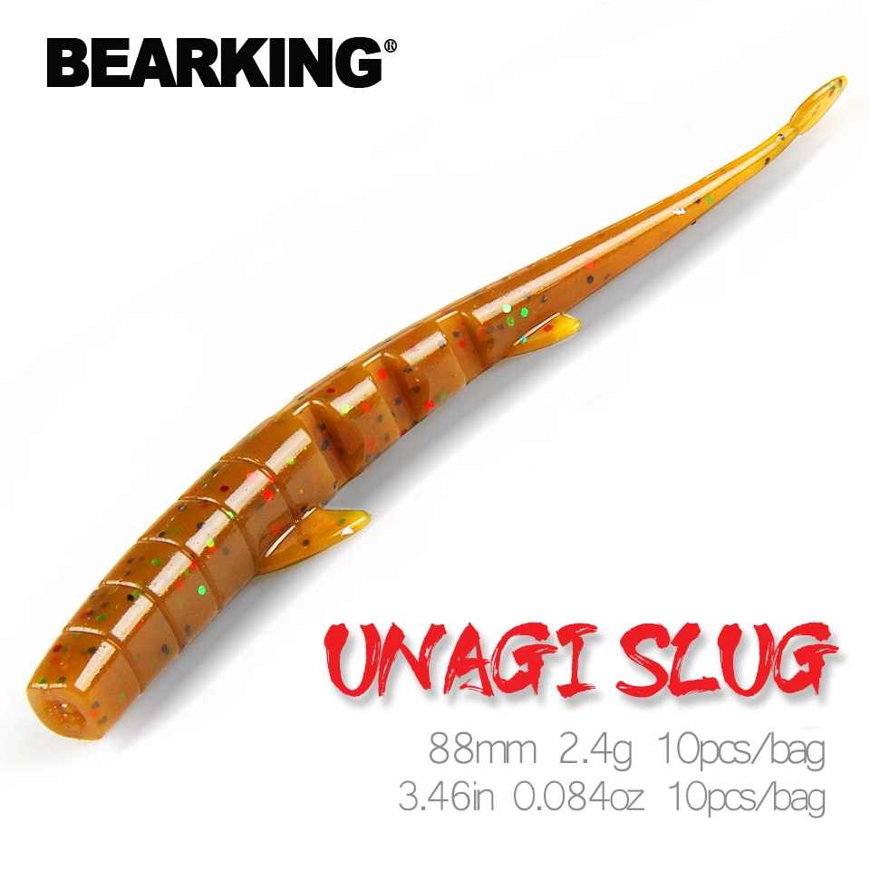 BEARKING UNAGI Slug  Soft Lures 88mm 2.4g Fishing Artificial Lures Silicone Bass Pike Minnow Swimbait Jigging Plastic Baits Worm