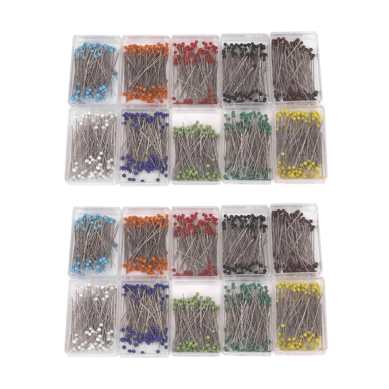 2000 Pieces Sewing Pins 38Mm Glass Ball Head Pins For Dressmaking Jewelry Components Flower Decoration, 10 Colors