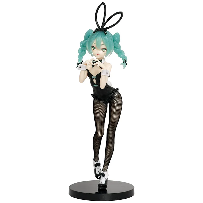 Anime Hatsune Miku Kawaii Biexin Bunny Black Silk Figure Cartoon Statue Pvc Action Figurine Car Desktop Ornament Model Toys Gift