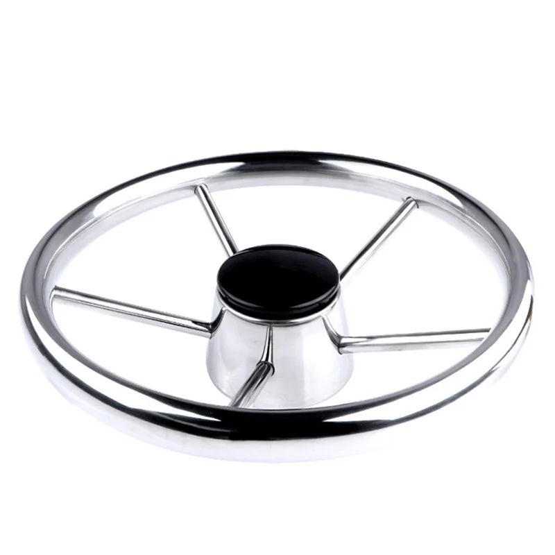 15.5 Inch 5 Spoke 25 Degree Steering Wheel Adapter Fit for Marine Boat Yacht Stainless Steel