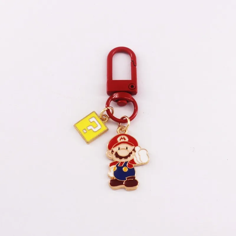 Super Mario Metal Cartoon Keychain Adult Children\'s School Bag Pendant Anti-lost Key Ring Chains Trinkets Birthday Present Gifts