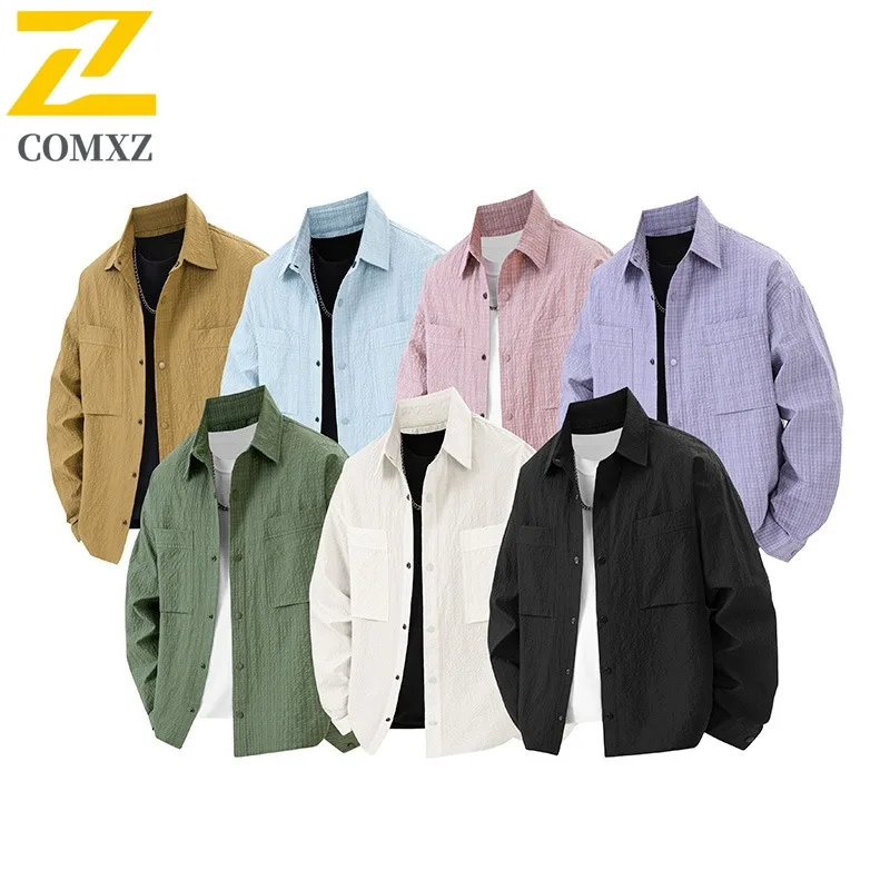 

COMXZ Striation Jacket Men Women Stand Collar breathable Coat Fashion Streetwear Waterproof Windproof for Outdoor Sports 2025