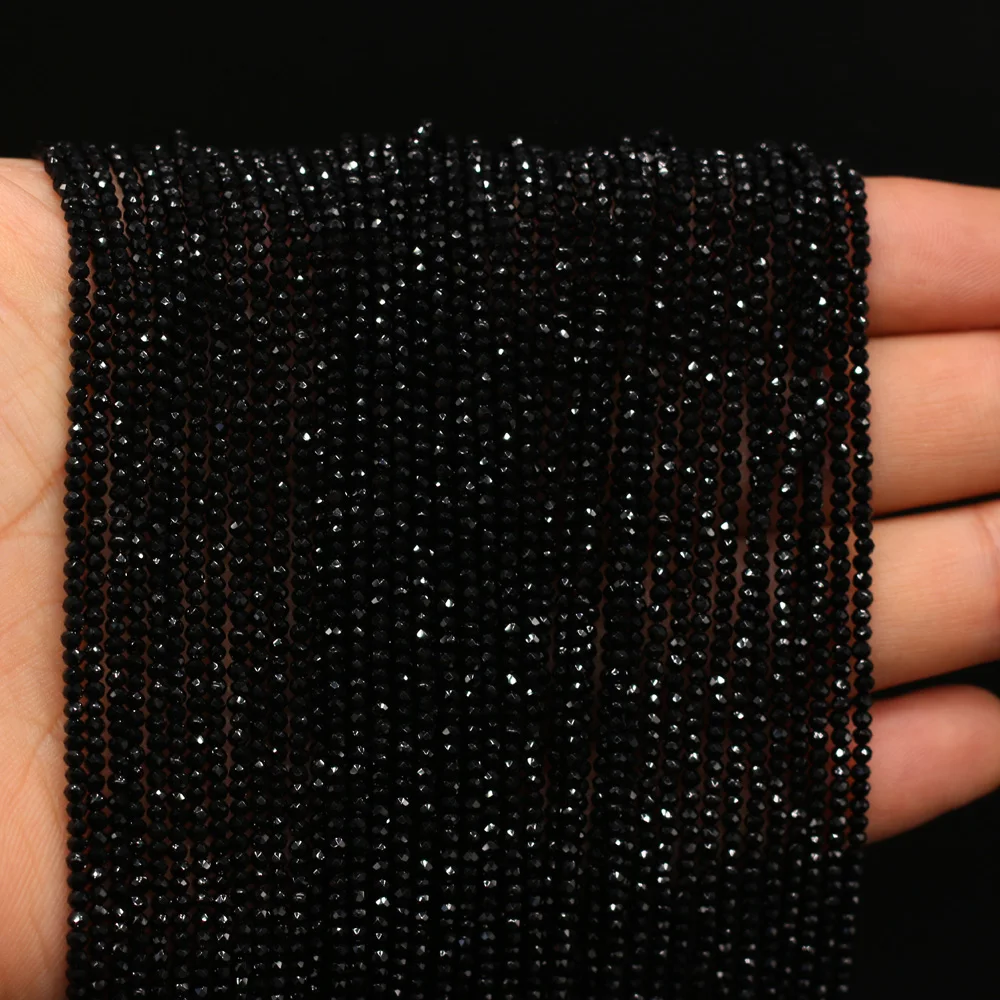 5 Piece 2mm Black Natural Stone Semi-precious Spinel Loose Beads Gift for Jewelry Making DIY Women Bracelet Necklace Accessories