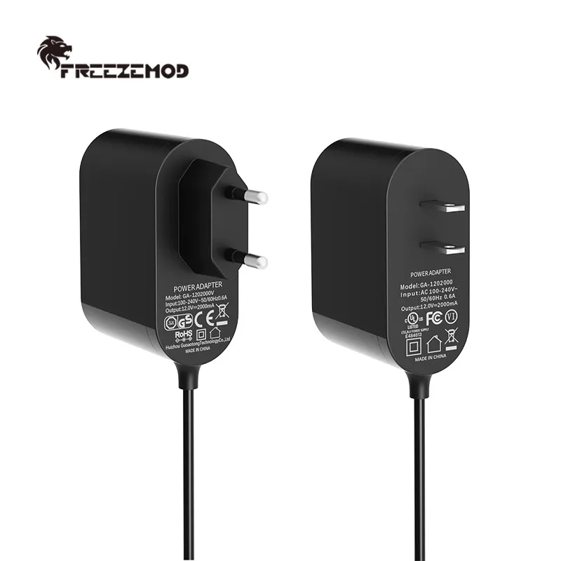 FREEZEMOD Water Cooling External Power Adapter 220V to 12V 2A, DC5.5*2.1 US/EU  Plug For Pump & Fan Cooler GA-1202000