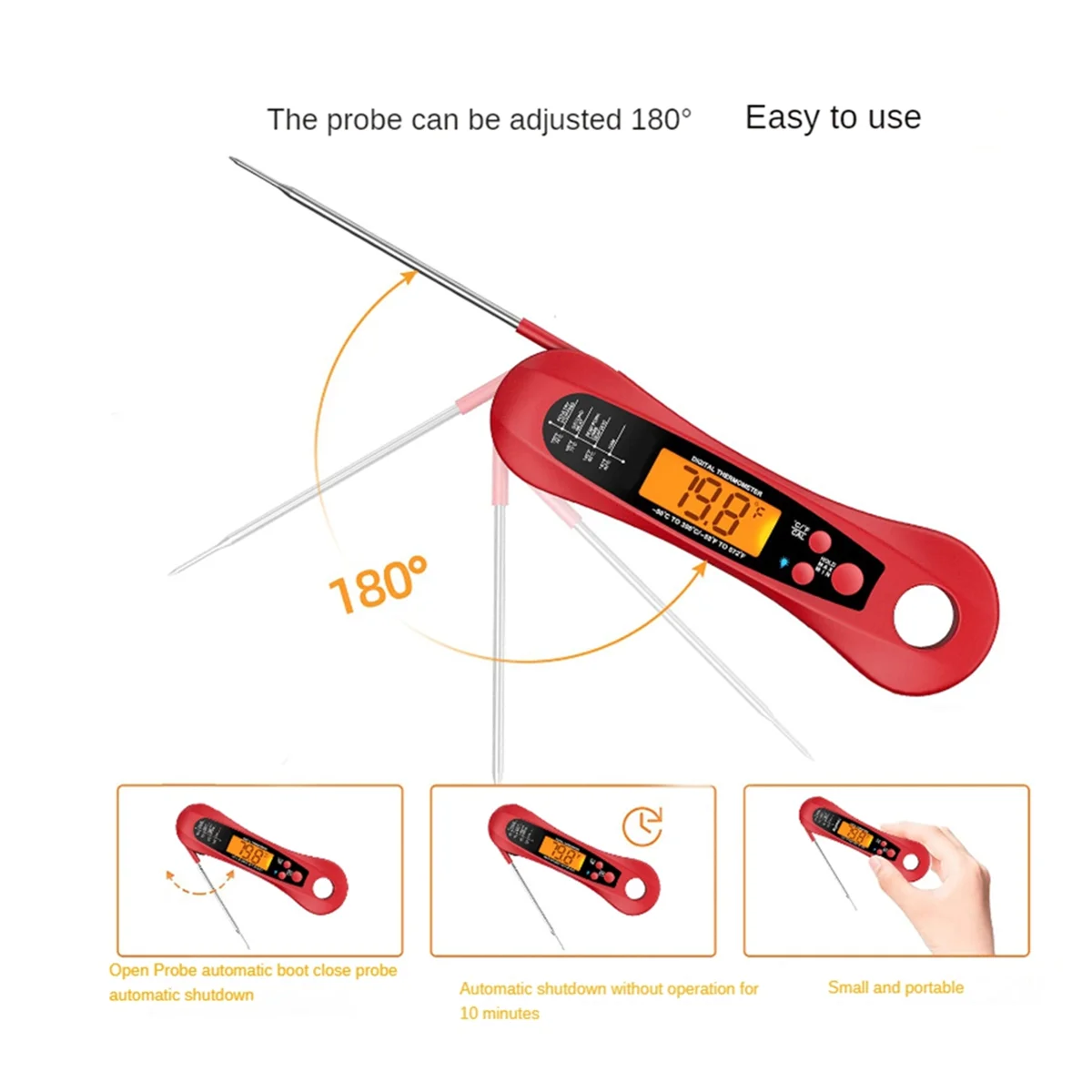 AT13 2PCS Meat Thermometer Digital Instant Read Meat Thermometer for Grill and Cooking Food Thermometer for Kitchen BBQ