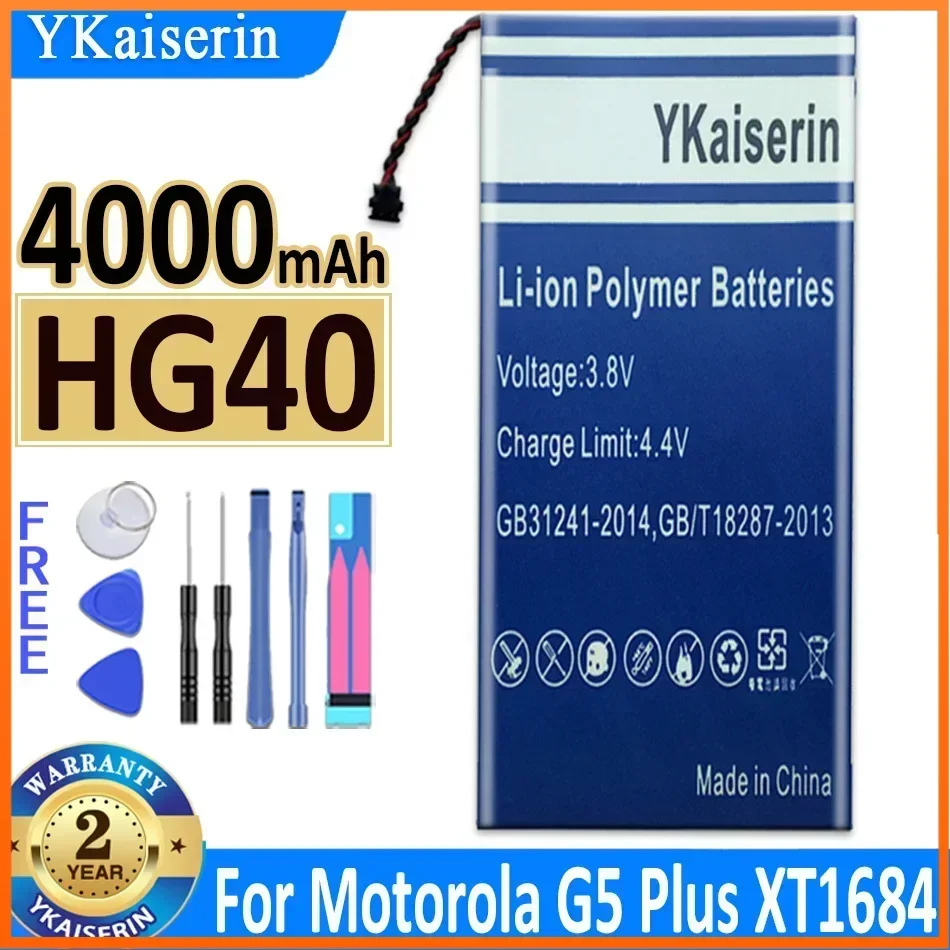 4000mAh YKaiserin HG40 Battery for Motorola Moto G5 Plus G5Plus XT1684 XT1685 XT1687 XT1681  HG 40 Phone Bateria Warranty + NO