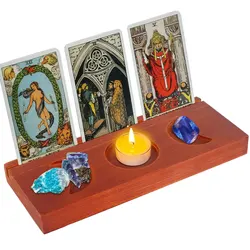 Tarot Card Holder Triple Moon Phases Symbol Candlestick Display Stand Witch Divination Interesting Test Reading Tarot Card Tool