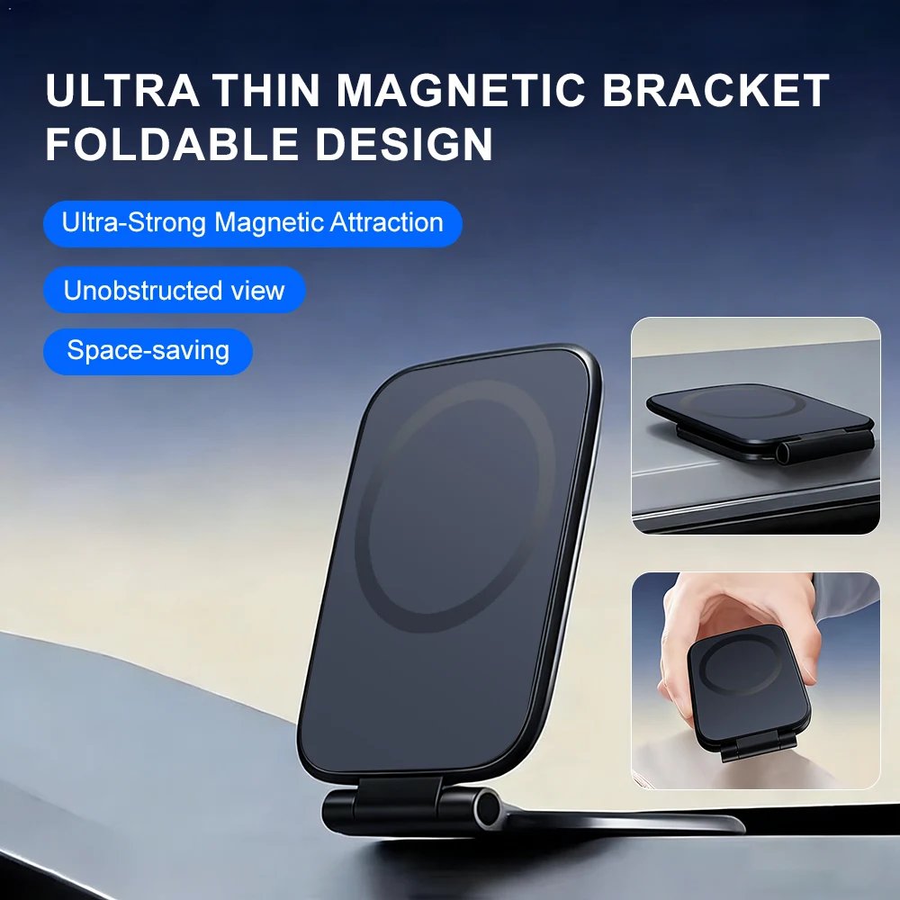 

Ultrathin Car Magnetic Mobile Phone Holder Adjustable Foldable Anti-shake Vehicle Navigation Phone Universal Stand Accessories