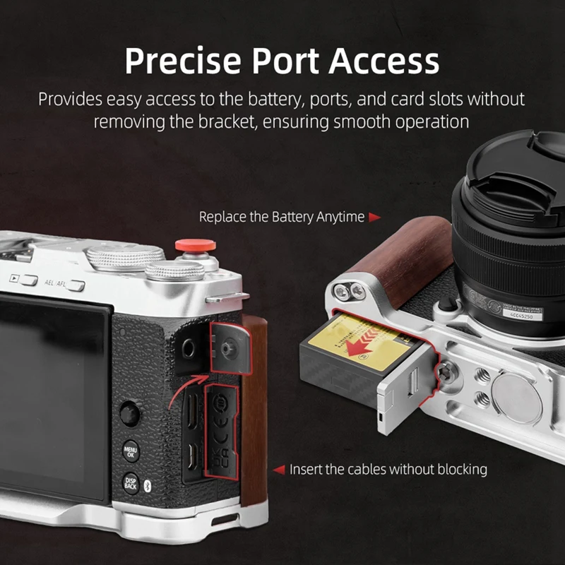 Voor Fuji XM5 Quick Release L Plaat Camera Houten Handvat Houten Grip Arca Swiss Statief Camera Accessoires