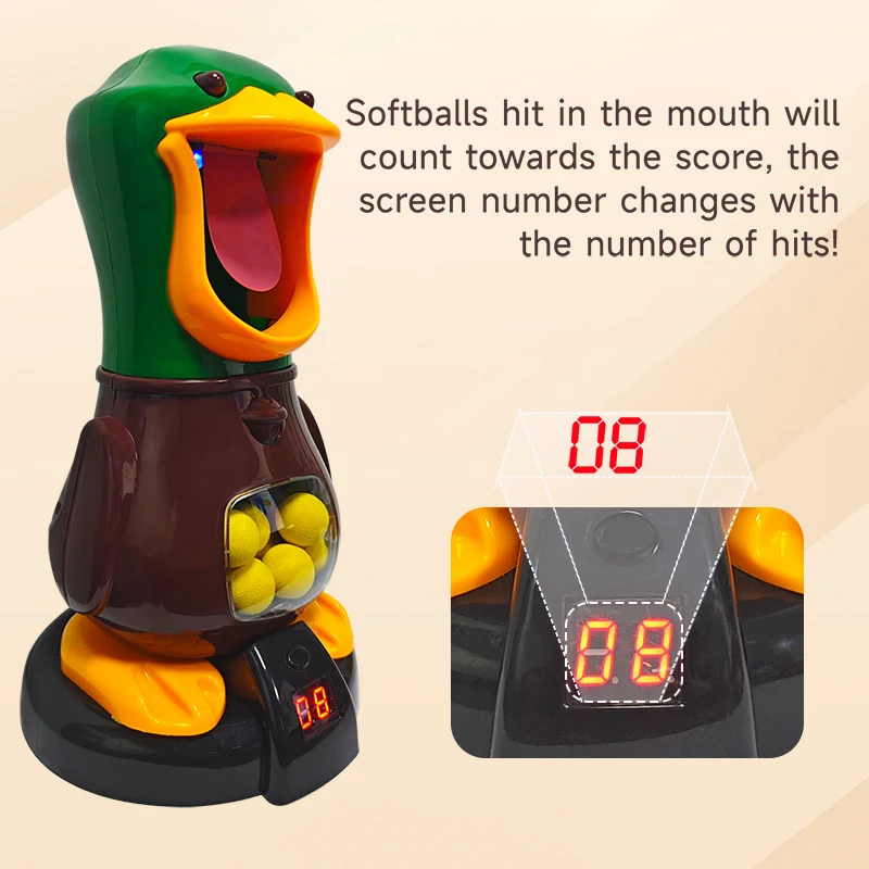 Large Size Hungry Shooting Duck Toys Air-powered Gun Soft Bullet Ball Electronic Scoring Games Target Practice Gun Kids Toys