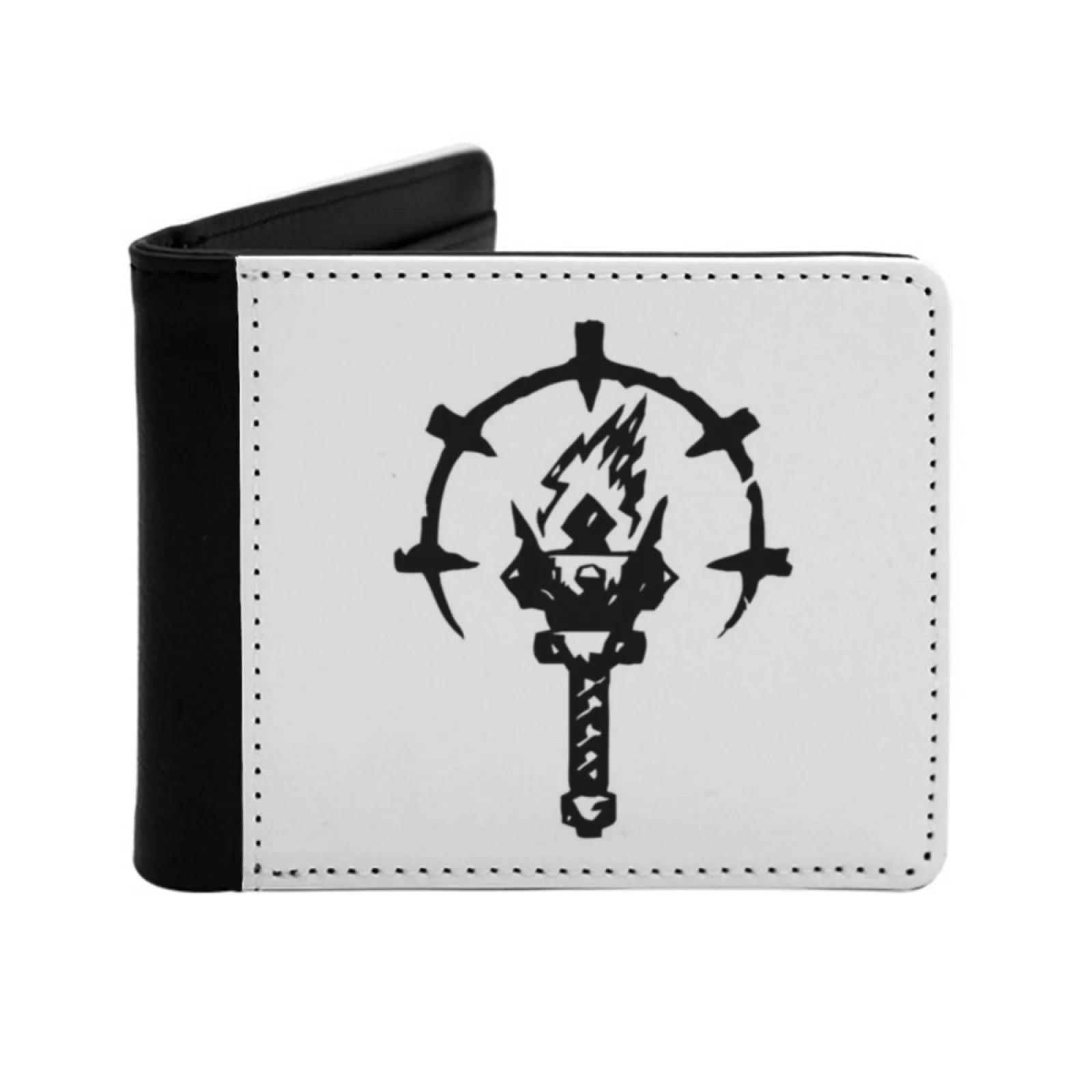 Iron Crowned Torch Men's Wallet Pu Leather Wallet Multifunction Credit Card Purse Darkest Stress High Contrast Video Game Black