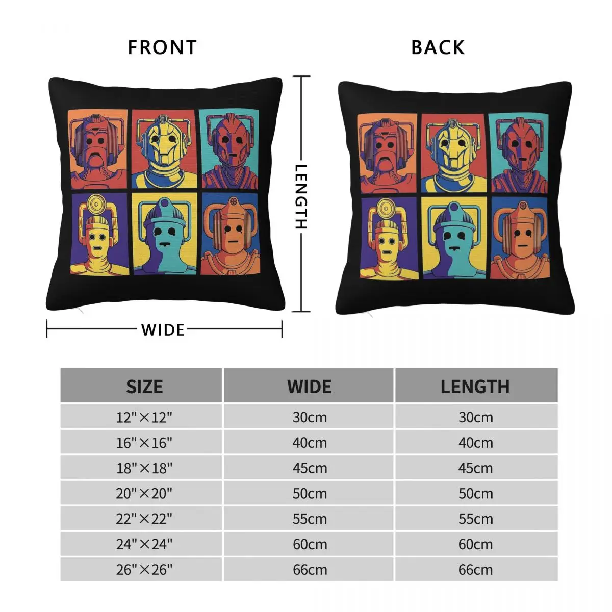 Cyberpop Evolution Cybermen Square Pillowcase Polyester Linen Velvet Creative Zip Decorative Home Cushion Cover