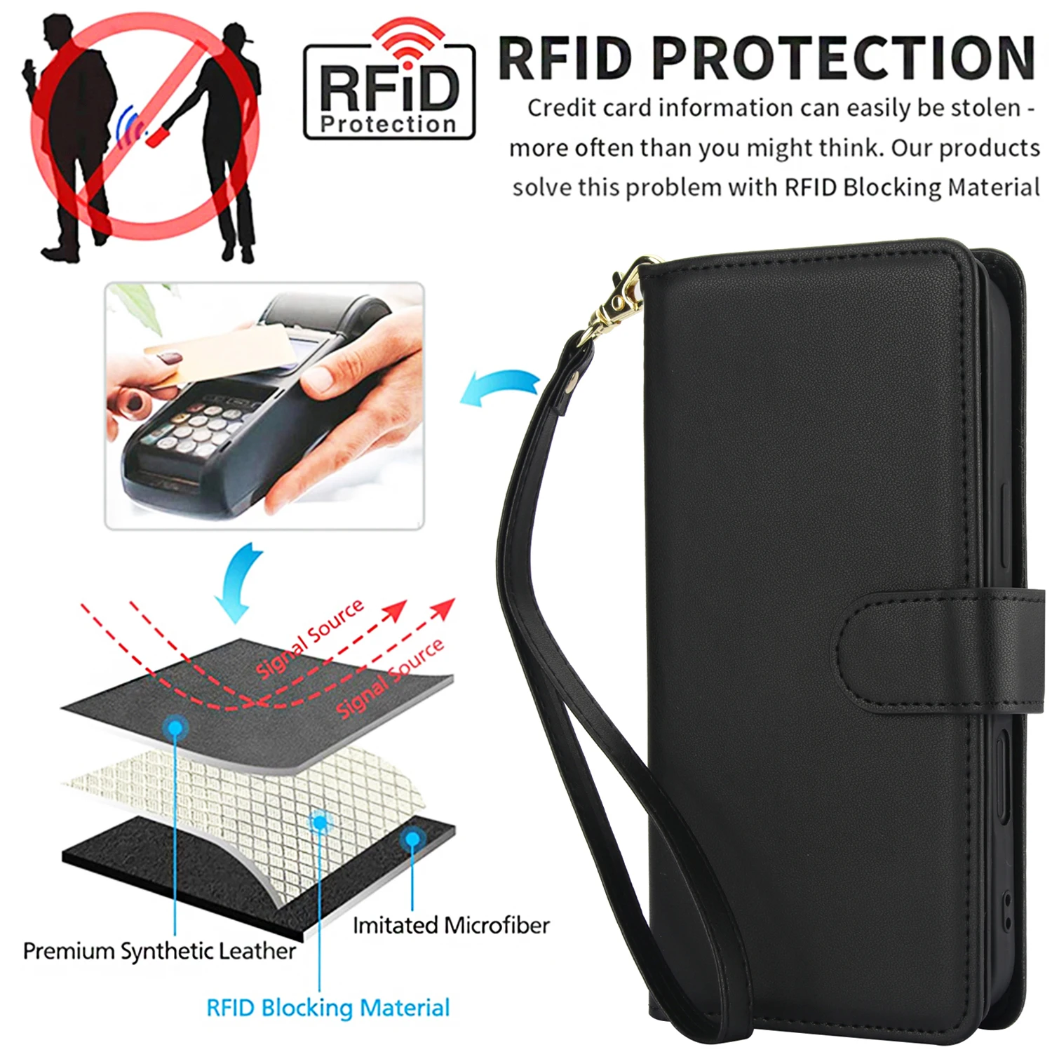 Luxury Wallet Leather Cards Holder Case For iPhone 18 Pro Max 17 16 15 14 13 12 11 Pro Max Plus Shockproof Back Case Accessories