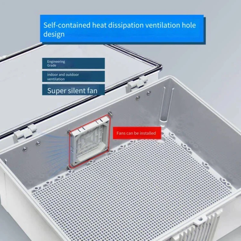 

Plastic Waterproof Distribution Box Cooling Fan with Hole Communication Equipment Box Transmission Power Box Monitoring Box