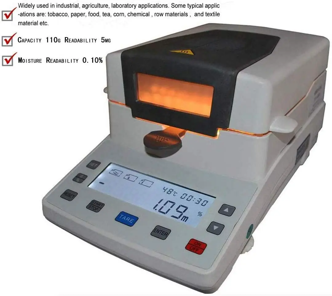 Halogen Moisture Analyzer Moisture Tester Electronic Food  Moisture Meter With Capacity 110g Readability 5mg For Paper Feed