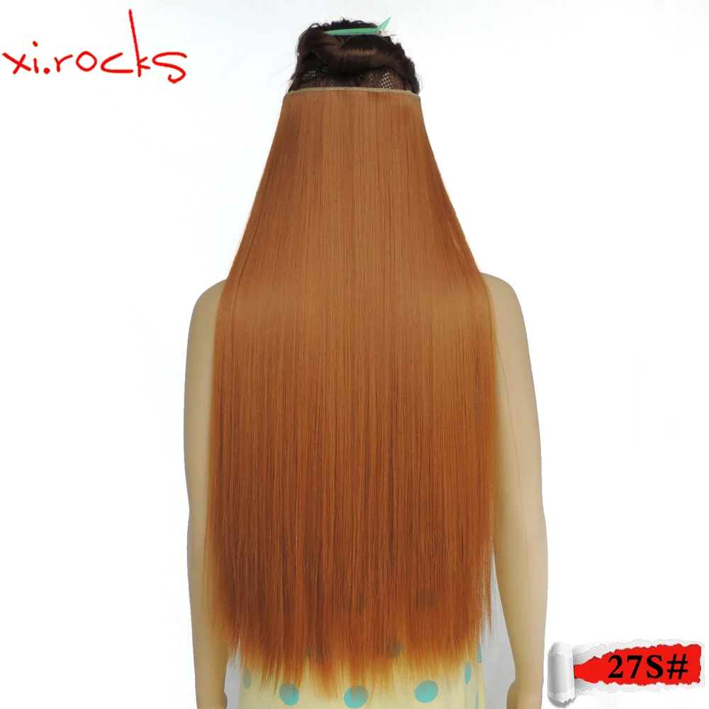 Extensão do cabelo sintético com 5 grampos de cabelo, peruca reta, cor loira, Xi Rocks, WJLZ5050, 27s, 1 Pc Lot