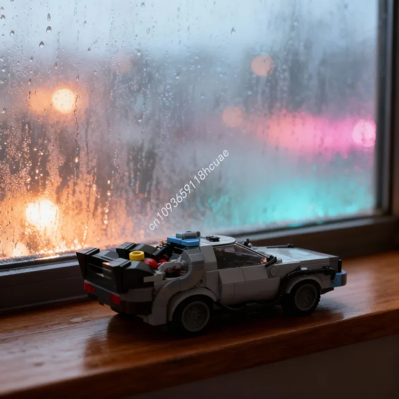 328pcs MOC City Champions Time Machine Back The Future Light Model Building Blocks Architecture Festival Gifts Toys Brick