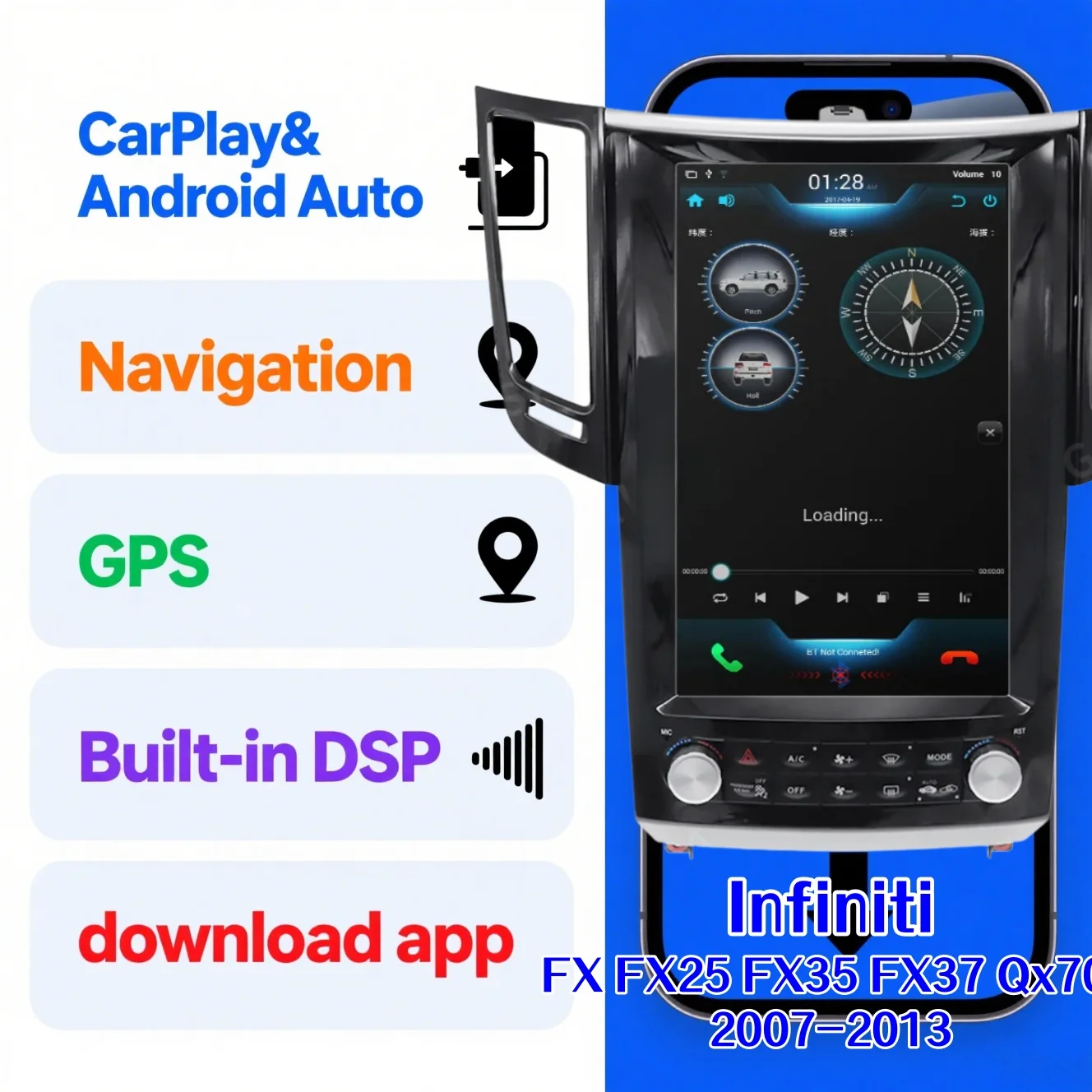 Android13 Gps Navi Voor para Infiniti Fx FX25 FX35 FX37 QX70 2007-2015 CarPlay Auto Radio estéreo multimedia Speler unidad central