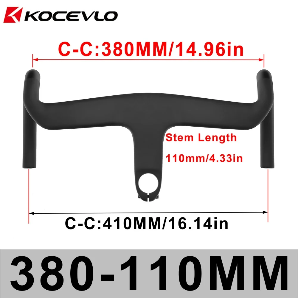 KOCEVLO Road AERO Carbon Integrierter Lenker für 28,6-mm-Gabel mit Abstandshaltern Radfahren Interne Kabel Road Barstem