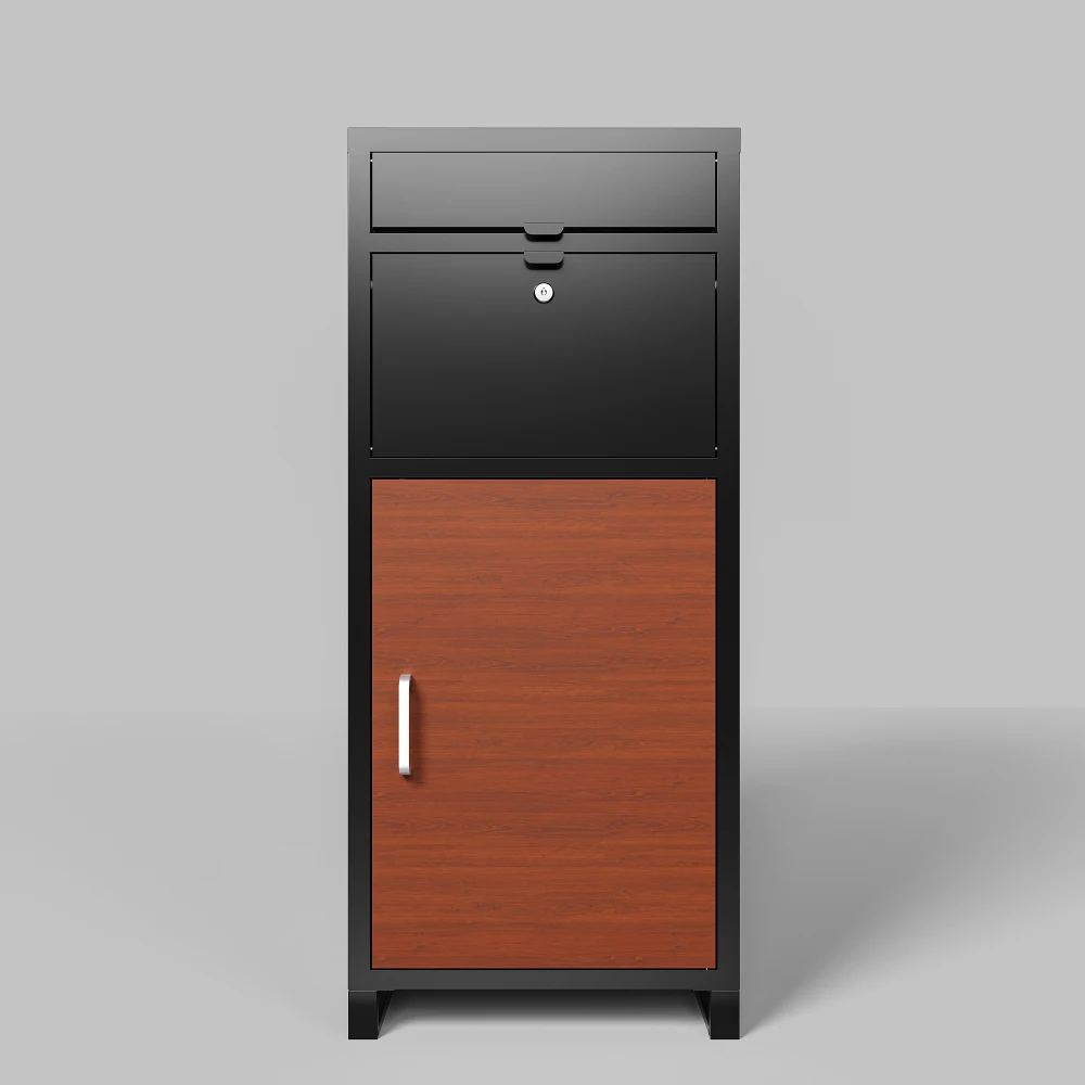 Outdoor Parcel Drop Box, Courier Locker with Mechanical Lock,Floor Standing Parcel Locker, Size 36.6'' x 15.75''x 15.75''
