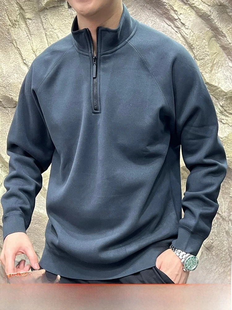 

Men's Pure Color Fce Sweatirt Stand Collar Thiened Polyester Fiber Warm Faionable Autumn Winter Mixed Wool Blend