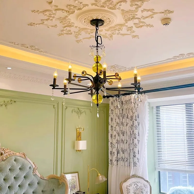 

French Crystal Chandelier Vintage Living Room Main Light Medieval Southeast Asia Style Dining Room Bedroom Candle Chandelier
