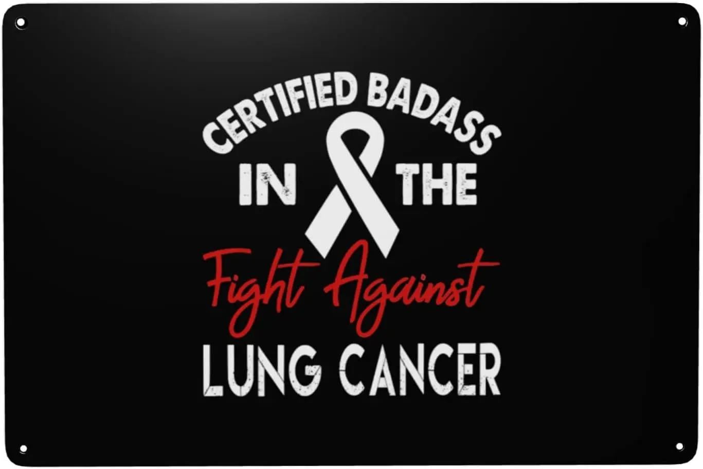 Lung Cancer Awareness White Ribbon Fighting With Every Breath Metal Sign Vintage Wall Decor 8x12 In Metal Tin Signs