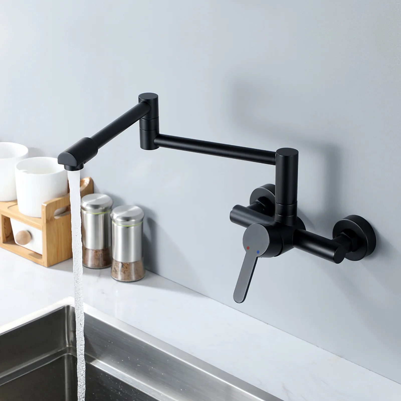HIDEEP Kitchen Household Rotating Vegetable Washing Basin Water Cold & Hot Kitchen Faucet Vegetable Basin Faucet Black Mixer Fau