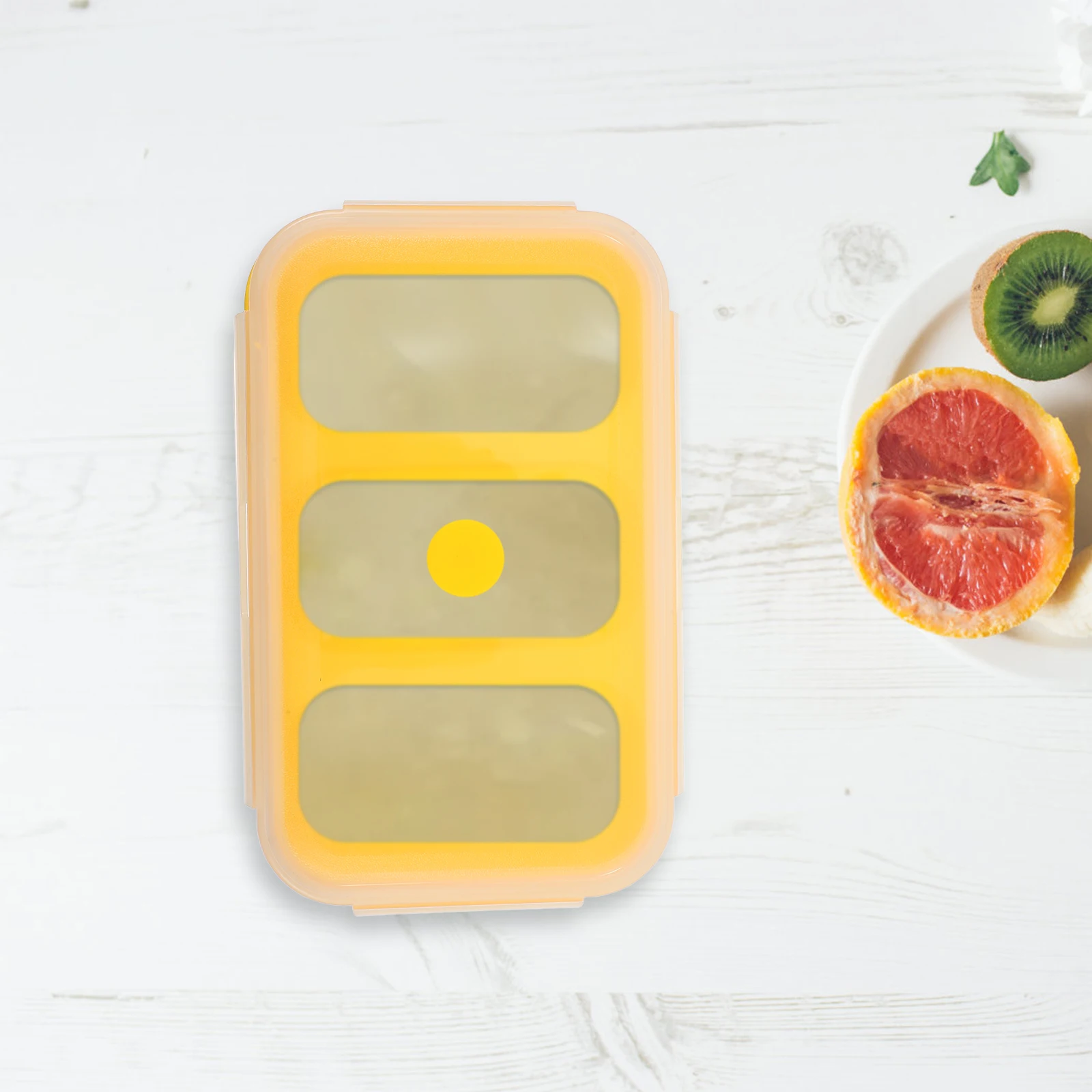 

3 Cells Cube Tray Lid Ice Trays For Ice Cube Molds For Cocktails Freezer for Freezer Yellow Leak Proof Mold Cocktails