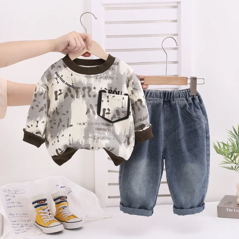 

New Spring Autumn Baby Clothes Children Boys Casual Letter Long Sleeved T-Shirt Pants 2Pcs/Sets Infant Costume Kids Tracksuits