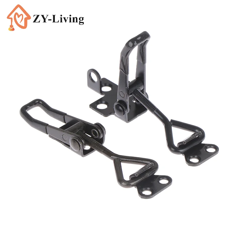 2Pcs Black Adjustable Toggle Latch Catch, Lever Handle Lock Hasp Quick Clamp for Cabinet Box Furniture Hardware