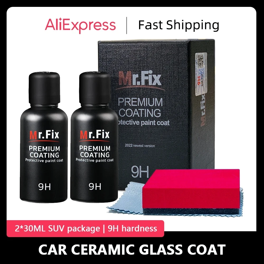 2PC 30ml 9H Car Ceramic Coat Set Upgraded Polish Liquid Crystal Set High Density Car Super Hydrophobic Glass Coating Tools