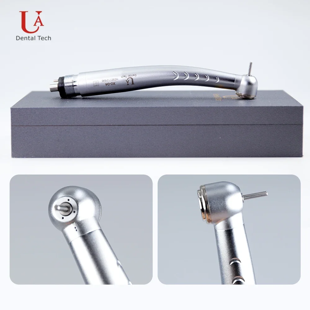 UA X0-04 Dental Handpiece, Anti-Suction 4-Hole System, Ceramic Bearing, High Cutting Efficiency, Push Button, Stainless Steel