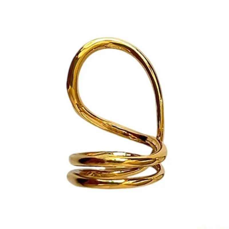 31BF Stylish Double Line Abstract Rings Elegant Rings Unique Jewelry Artistic Rings