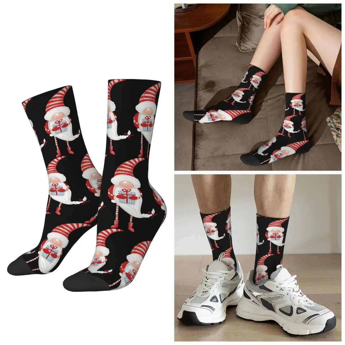 

Всесезонные рождественские гномы с подарочными носками в стиле Харадзюку, спортивные носки средней длины, мягкие чулки для мужчин и женщин, рождественские подарки