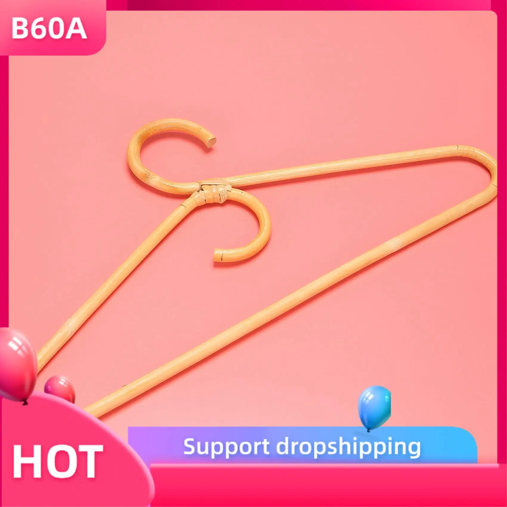 

B60A Rattan Clothes Hanger Style,Garments Organizer,Rack Adult Hanger,Room Decoration Hanger For Your Clothes.3 Pcs
