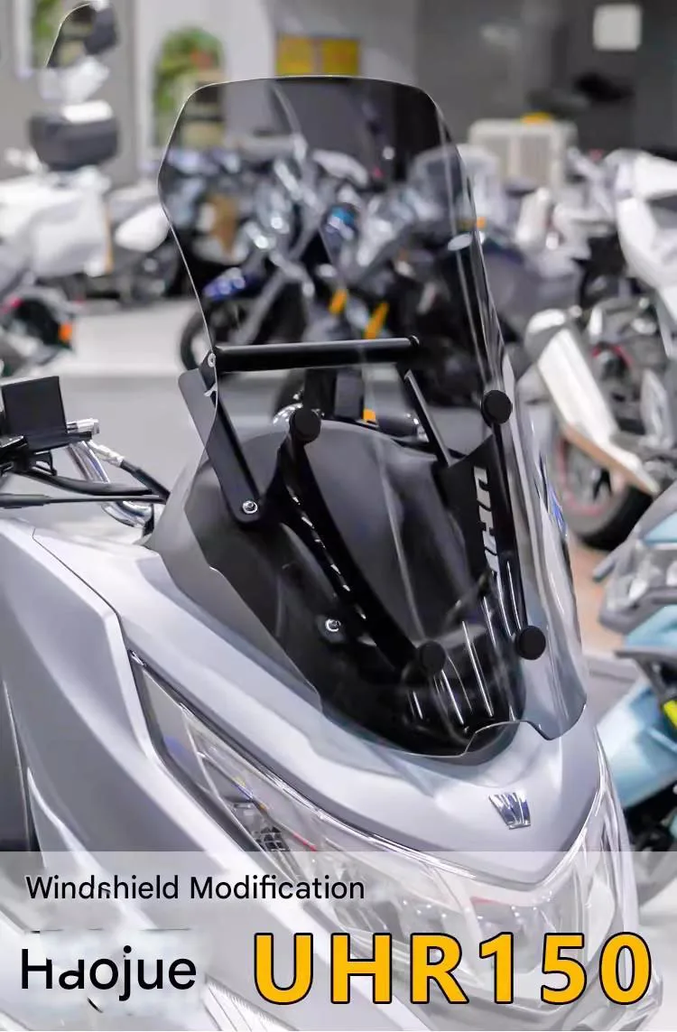 Dedicated Tall Windshield for Haojue UHR150, Forward Mount Design, Scooter Touring Accessory