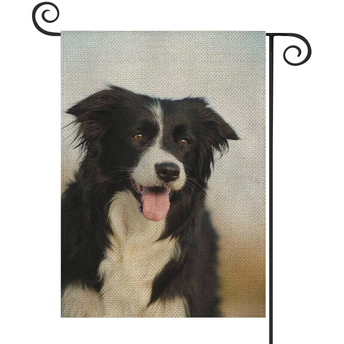 1PC  Border collie Pattern Linen Cotton Garden Flag Banner Indoor Outdoor Home Garden Hanging Decor