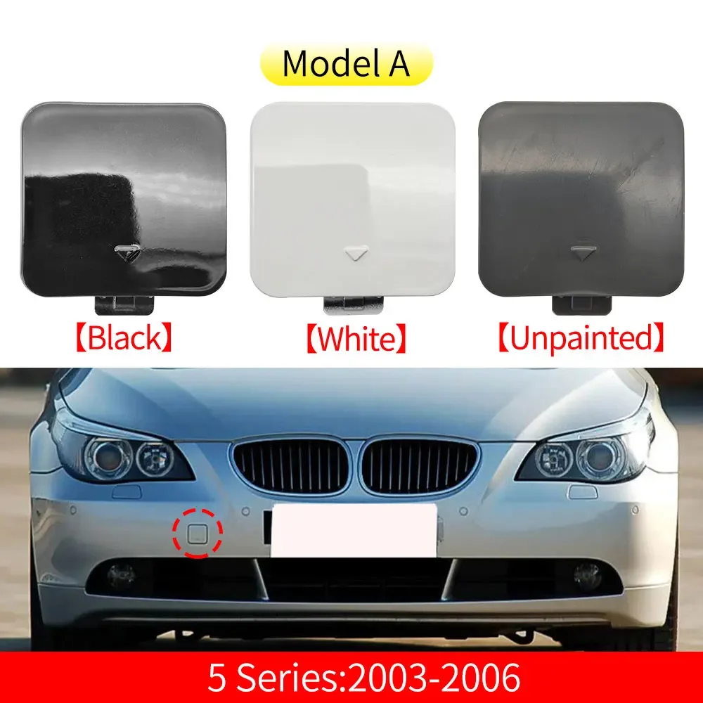 For BMW E60 5 Series 2003-2010 Front Bumper Tow Hook Cover Replacement Black White 520i 525i 530i 535i Direct Fit
