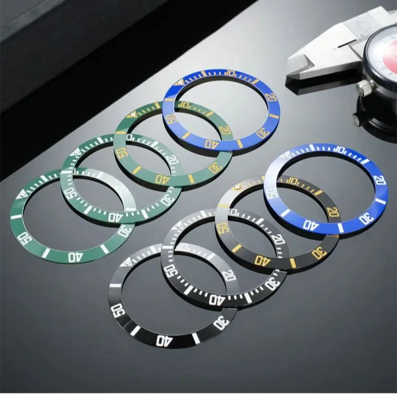 Sloping Ceramic Ring For Casio MDV-106 Swordfish Green Luminous pip at 12 Ceramic Bezel Black Blue Replacement Of Watch part