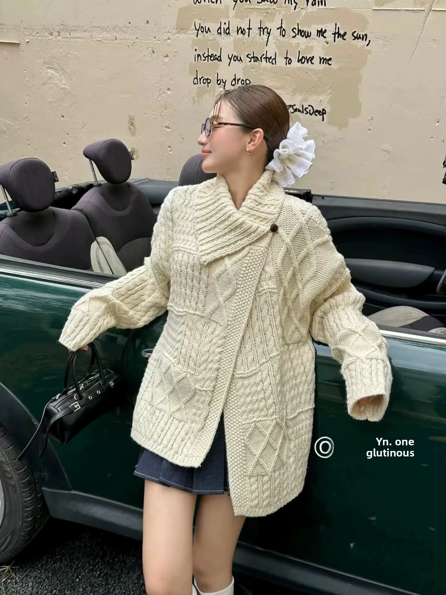 

Thiened Heavy Du 3D Knitted Sweater Coat Women's Winter New Sle High Premium Soft Versatile Knitted Top Button Design