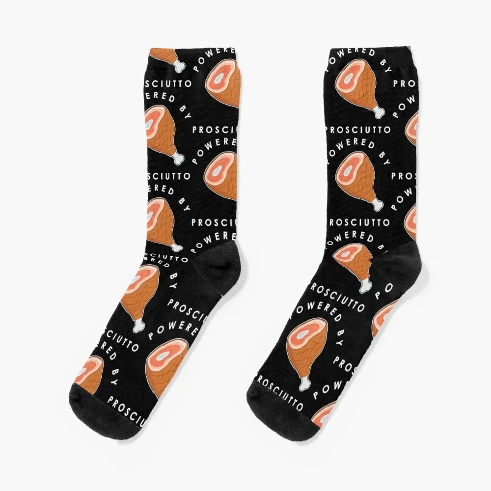 Funny Italian Food Powered By Prosciutto print Socks bright garter hiking basketball Men's Socks Luxury Women's