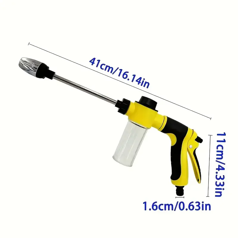 High Pressure Foam Water Gun Adjustable Car Wash Sprayer with Soap Bottle for Garden Cleaning Watering Easy to Use Multi-Use