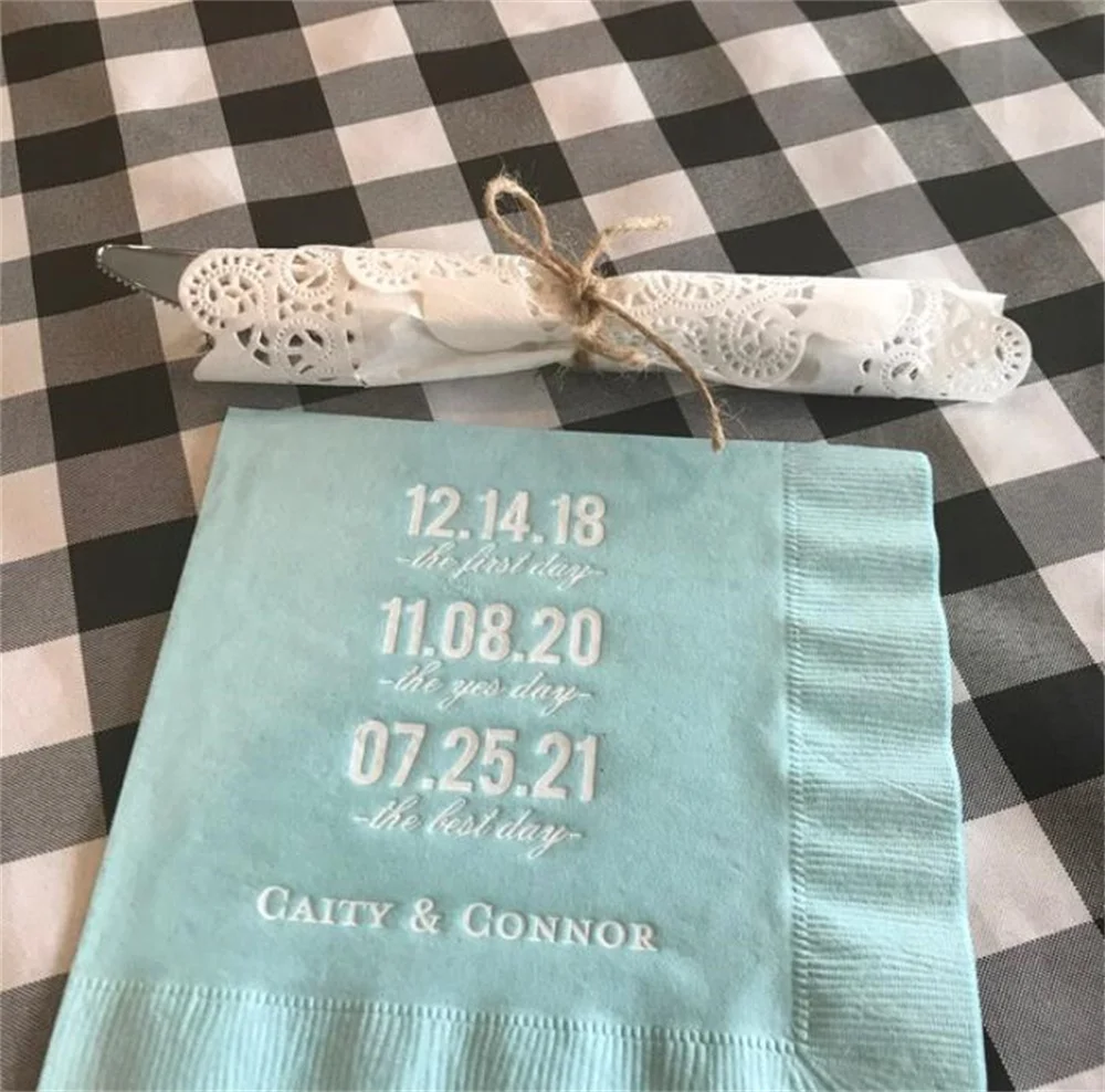 Personalized Wedding Napkins The First Day The Yes Day The Best Day - Cocktail Napkins - Paper Wedding Napkins - Wedding Bar Nap