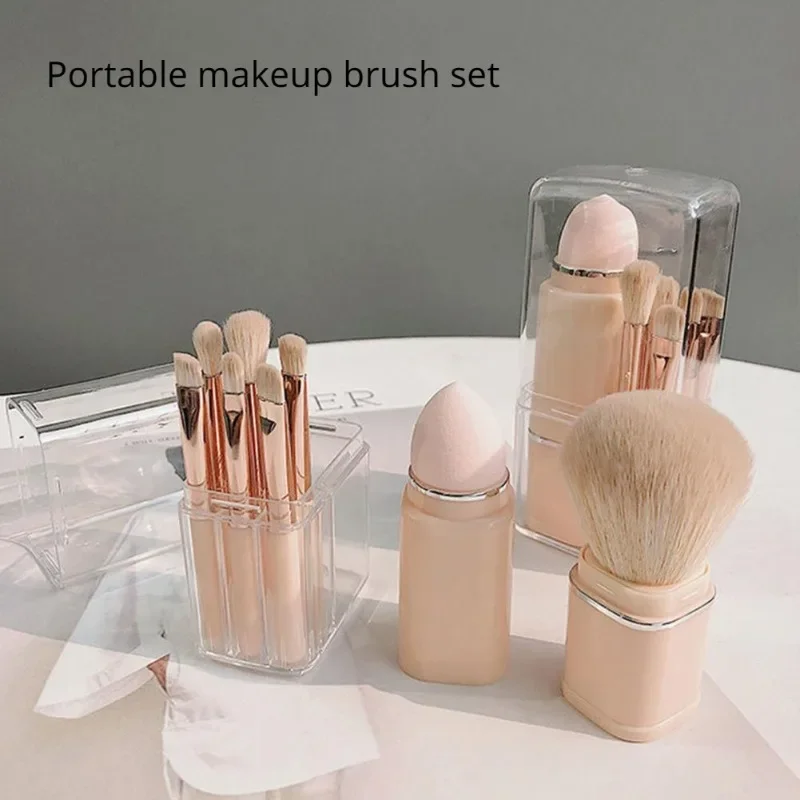 Square portable eight in one telescopic brush makeup brush set eye shadow brush concealer beauty brush tool makeup brush