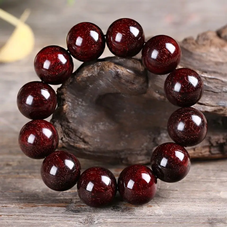 Collection Indian Starry Pterocarpus Santalinus Buddha Beads Bracelet Leaflet Rosewood Old Material Men\'s Bracelet Female Gifts