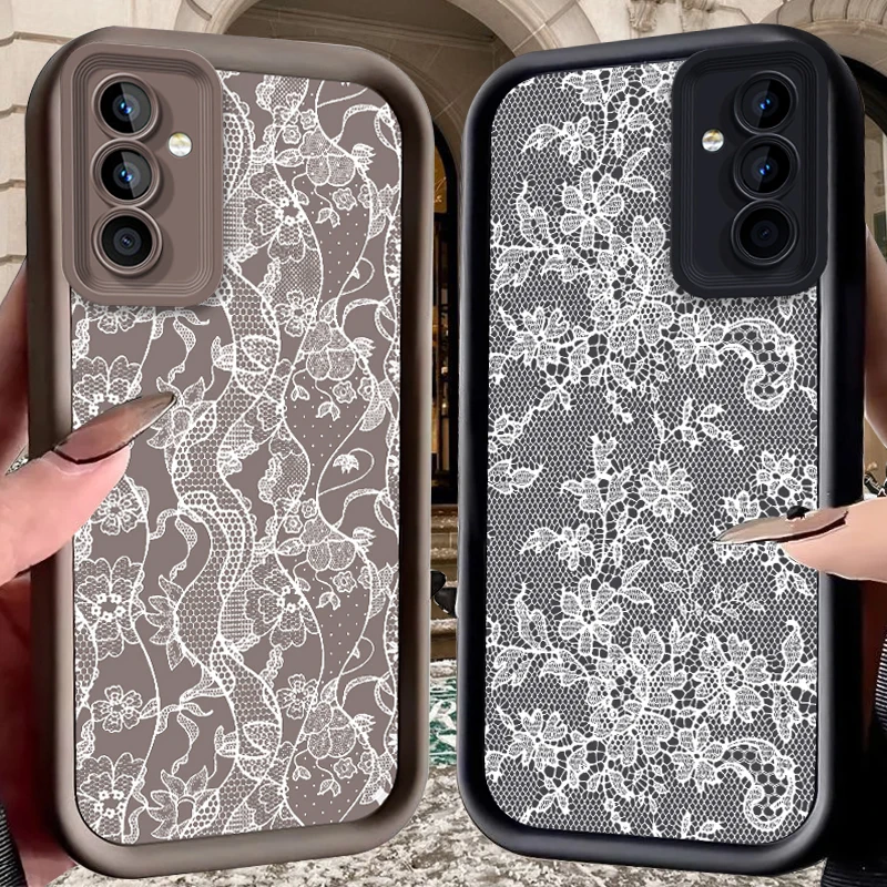 Ins Elegant Hollow Lace Case for Samsung Galaxy S26 S25 Edge S24 Plus S23 S22 Ultra S21 S20 FE A57 A56 A55 A54 5G A53 A52 Cover