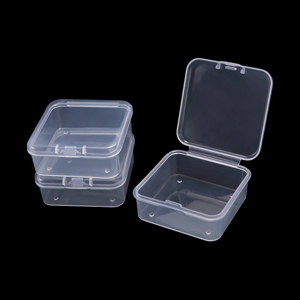 Mini Transparent Organizer Box Transparent PP Plastic Mini Square Storage Box Dustproof Flip Cover Dustproof Storage Boxes