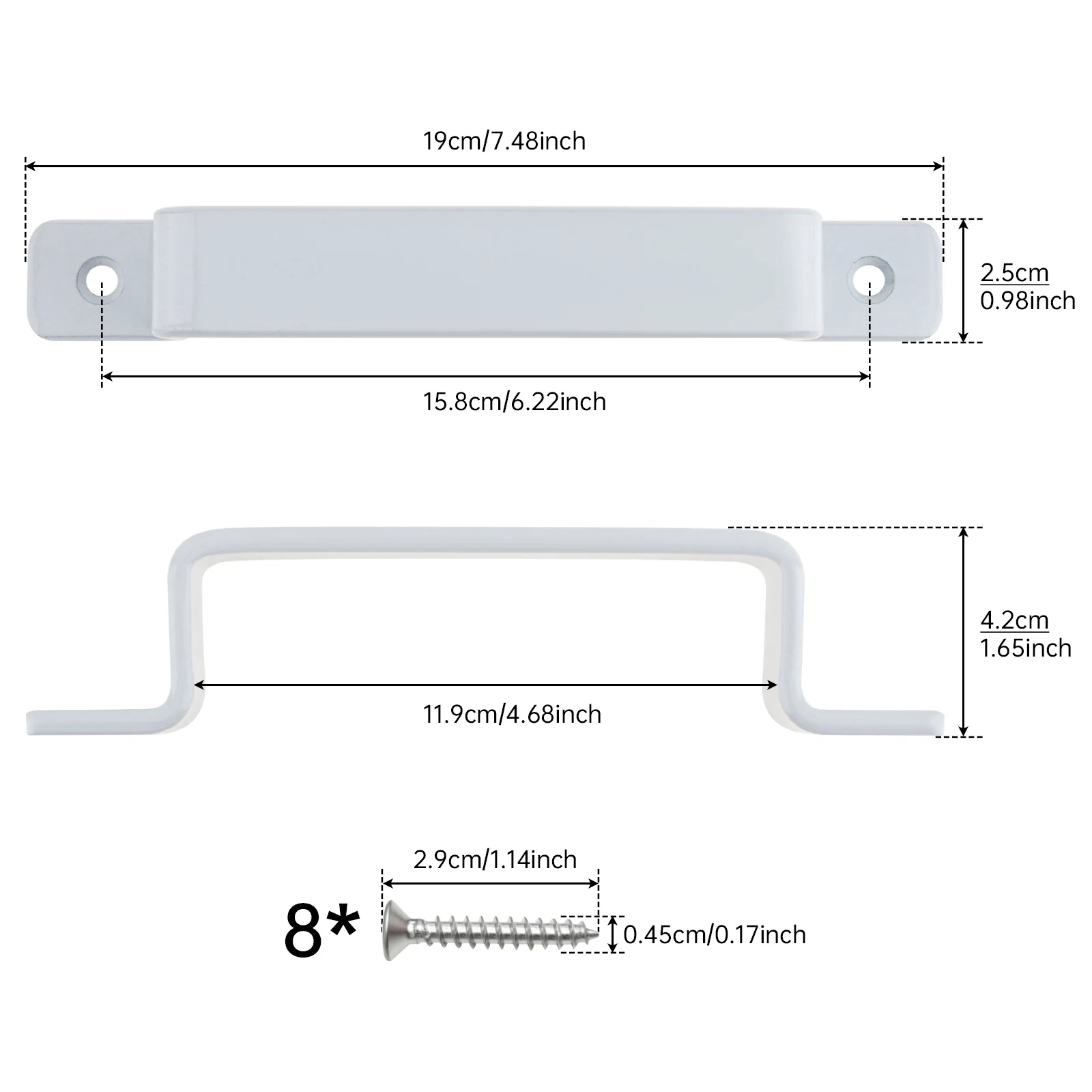 4 pcs 19 cm Sliding Barn Door Handles for Interior Outdoor Sliding Barn/ Garages Closet Sheds Drawer Doors with 8 pcs Screw